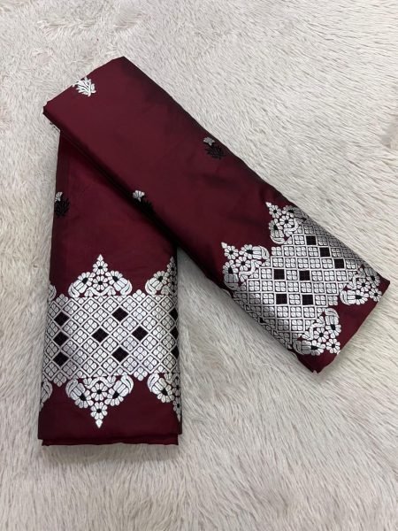 Elegant Maroon Mixpat Fabric Assamese Chador Mekhela Mekhela Chador 
